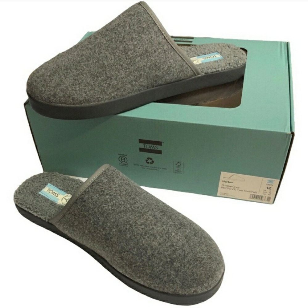 TOMS Harbor Slipper REPREVE Two Toned Felt Size 12.NWT!
